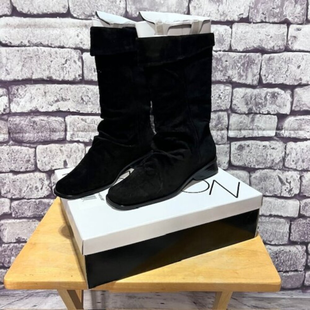 Markon Black Leather Suede Boots Size 9.5